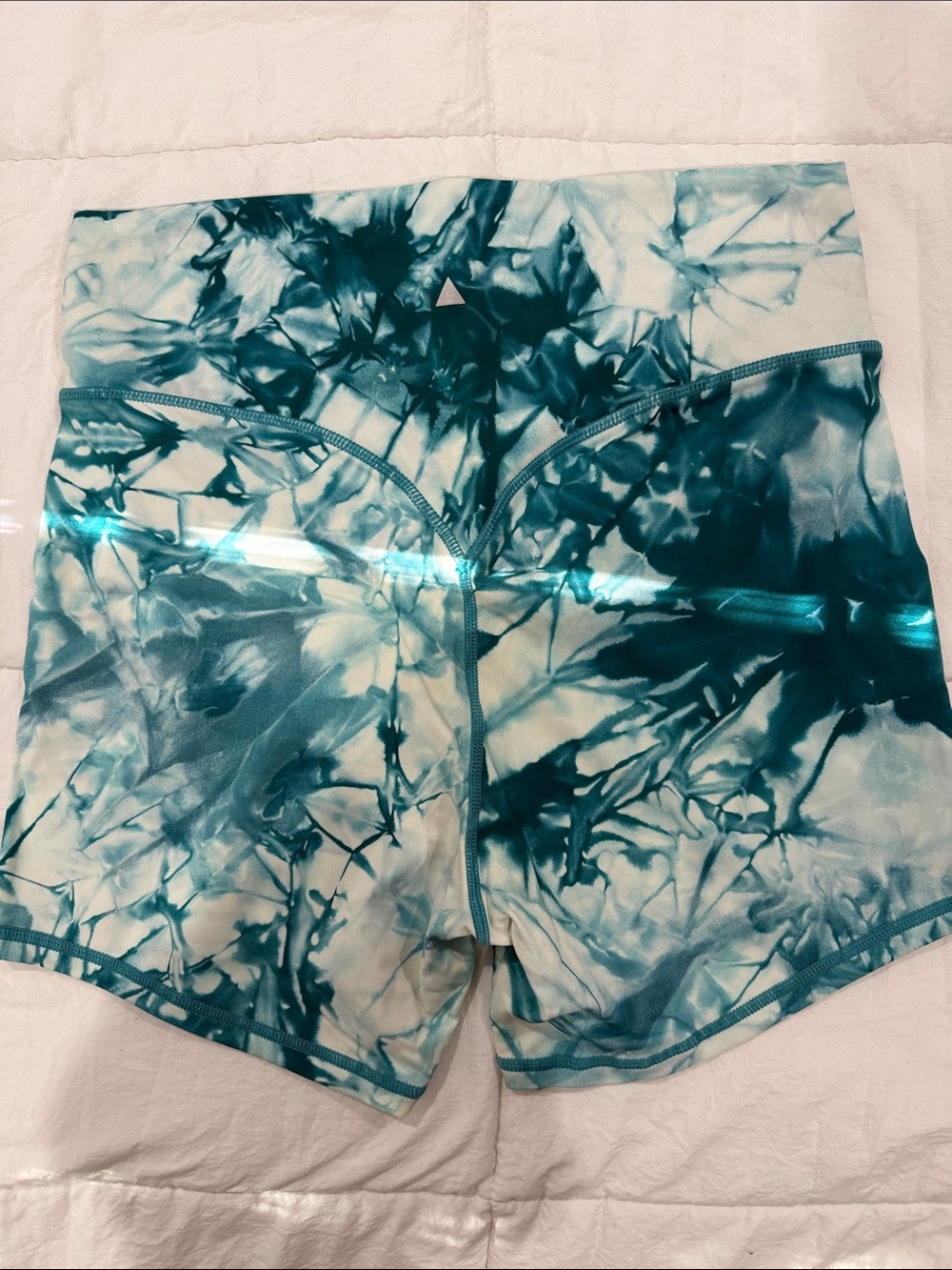 Vitality Teal and White Tie-Dye High-Waist Shorts